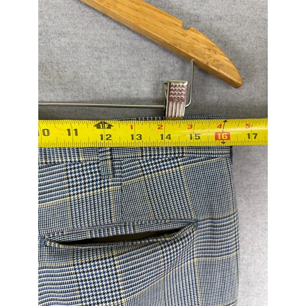 Vintage Farah Mens‎ Blue Glen Plaid Trousers Made in USA Talon Zip 32x29